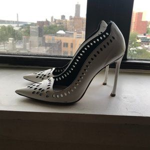 Christian Dior White Verso Cut Out Heels | Size 39.5